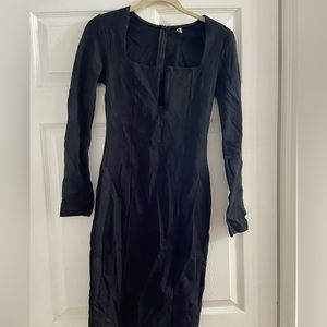 Black long sleeve dress with square neckline